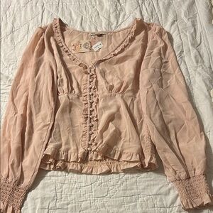 Elegant Blush Ruffled Blouse